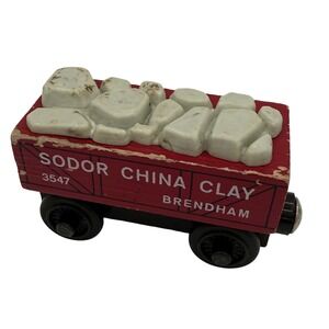 Thomas Wooden Train Car Sodor China Clay 2000 Brendham Red Black Toy for Kids